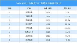 2024年12月中国皮卡厂商销量排行榜TOP10（附榜单）