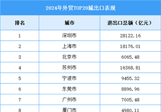 2024年外貿(mào)TOP20城出口表現(xiàn)（圖）