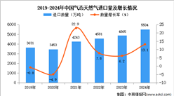 2024年1-12月中國氣態(tài)天然氣進口數(shù)據(jù)統(tǒng)計分析：進口量同比增長13.1%