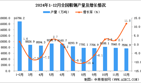 2024年12月全国粗钢产量数据统计分析