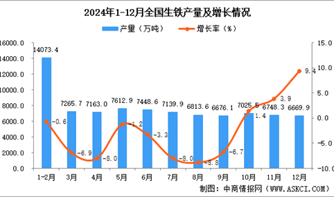 2024年12月全国生铁产量数据统计分析