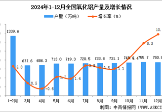 2024年12月全国氧化铝产量数据统计分析