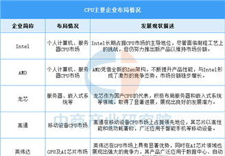 2025年中國CPU市場規(guī)模及重點企業(yè)預測分析（圖）