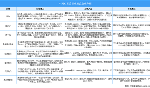 2025年中国AI芯片行业重点企业分析（图）