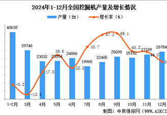 2024年12月全國挖掘機(jī)產(chǎn)量數(shù)據(jù)統(tǒng)計(jì)分析