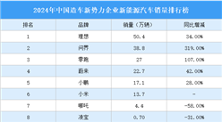 2024年中国造车新势力企业新能源汽车销量排行榜（附榜单）