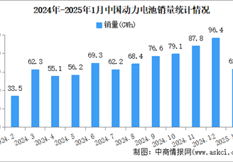 2025年1月中國動(dòng)力電池產(chǎn)銷情況：銷量同比增長24.6%（圖）