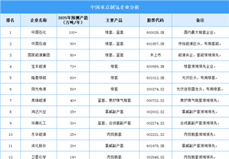 2025年中国制氢企业产能预测（图）