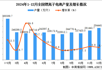 2024年12月全國鋰離子電池產(chǎn)量數(shù)據(jù)統(tǒng)計(jì)分析