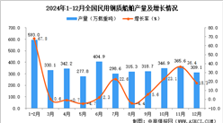 2024年12月全国民用钢质船舶产量数据统计分析