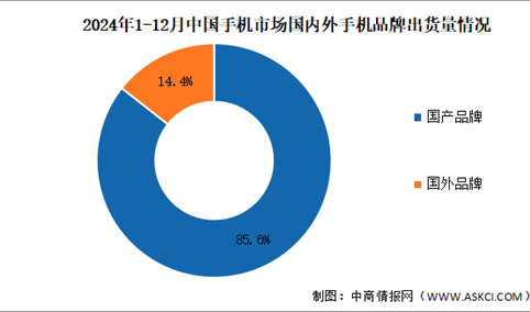 2024年1-12月中国手机行业国内外品牌出货量及上市情况分析（图）