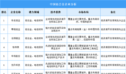 2025年中国钴合金企业潜力分析（图）