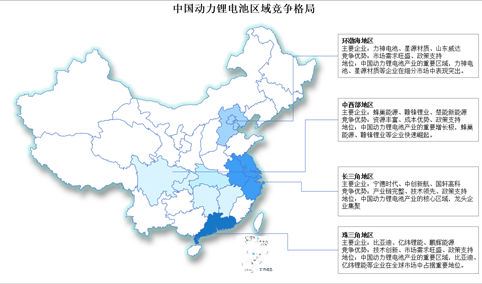 2025年中国动力锂电池区域竞争格局分析（图）