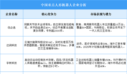 2025年中国人形机器人企业综合竞争力分析（图）