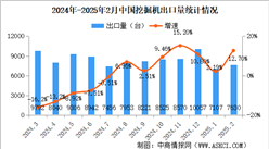 2025年2月中國(guó)挖掘機(jī)銷量情況：國(guó)內(nèi)銷量同比增長(zhǎng)99.4%（圖）