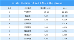 2025年2月中国动力电池企业装车量排行榜TOP10（附榜单）