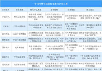 2025年中國電化學(xué)儲(chǔ)能行業(yè)潛力企業(yè)分析（圖）
