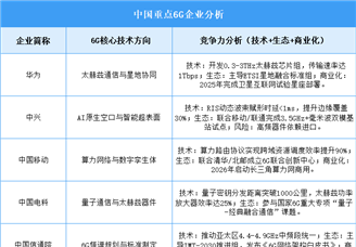 2025年中國(guó)6G企業(yè)綜合競(jìng)爭(zhēng)力預(yù)測(cè)分析（圖）