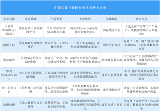 2025年中国工业互联网行业重点潜力企业分析（图）