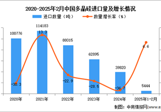 2025年1-2月中國多晶硅進口數(shù)據(jù)統(tǒng)計分析：進口量同比增長6.6%