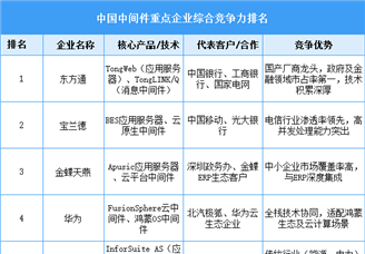 2025年中國中間件市場規(guī)模預(yù)測及行業(yè)重點(diǎn)企業(yè)競爭力分析（圖）