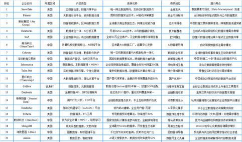 2025年全球数据要素行业最具发展潜力企业排名
