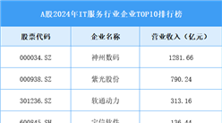 A股2024年IT服務行業(yè)企業(yè)TOP10排行榜（圖）
