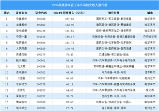 2024年中国黑龙江省上市公司营业收入排行榜（附榜单）
