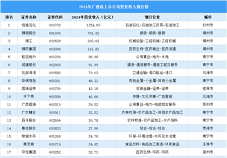 2024年中国广西省上市公司营业收入排行榜（附榜单）