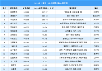 2024年中國(guó)甘肅省上市公司營(yíng)業(yè)收入排行榜（附榜單）