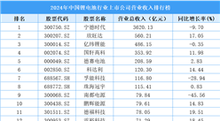 2024年中国锂电池行业上市公司营业收入排行榜（附榜单）