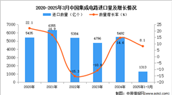 2025年1-3月中國(guó)集成電路進(jìn)口數(shù)據(jù)統(tǒng)計(jì)分析：進(jìn)口量同比增長(zhǎng)8.1%
