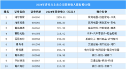 2024年青島市上市公司營業(yè)收入排行榜（附榜單）