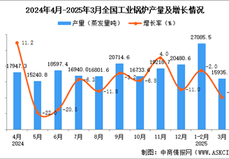2025年3月全國工業(yè)鍋爐產(chǎn)量數(shù)據(jù)統(tǒng)計分析