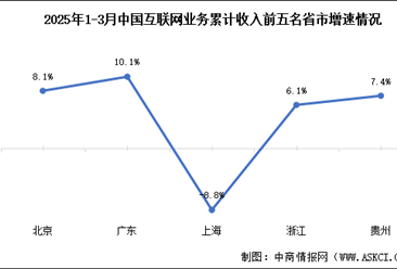 2025年3月中国互联网业务收入及前五省市增速情况分析（图）