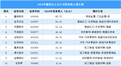 2024年滁州市上市公司营业收入排行榜（附榜单）