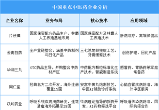 2025年中国中医药重点企业业务布局预测分析（图）