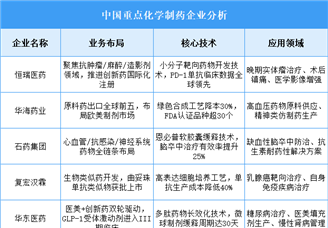 2025年中国化学制药重点企业业务布局预测分析（图）