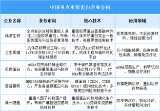 2025年中國(guó)重組蛋白重點(diǎn)企業(yè)業(yè)務(wù)布局預(yù)測(cè)分析（圖）