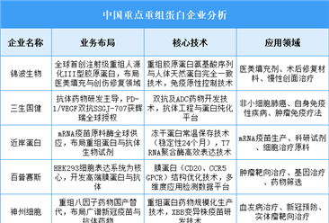 2025年中国重组蛋白重点企业业务布局预测分析（图）