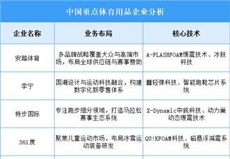 2025年中国体育用品重点企业业务布局预测分析（图）