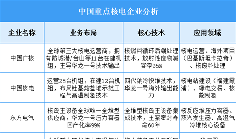 2025年中国核电重点企业业务布局预测分析（图）