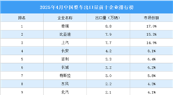 2025年4月中國整車出口量前十企業(yè)排行榜（附榜單）