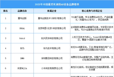 2025年中國(guó)最受歡迎的AR設(shè)備品牌（附榜單）