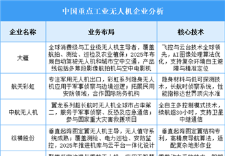 2025年中國工業(yè)無人機重點企業(yè)業(yè)務布局預測分析（圖）