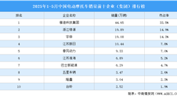 2025年1-5月中國(guó)電動(dòng)摩托車銷量前十企業(yè)（集團(tuán)）排行榜（附榜單）