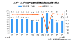 2025年5月中国食用植物油进口数据统计分析：进口量55.8万吨
