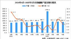 2025年5月全國硫酸產(chǎn)量數(shù)據(jù)統(tǒng)計分析