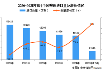 2025年1-5月中國(guó)啤酒進(jìn)口數(shù)據(jù)統(tǒng)計(jì)分析：進(jìn)口量同比增長(zhǎng)9.1%