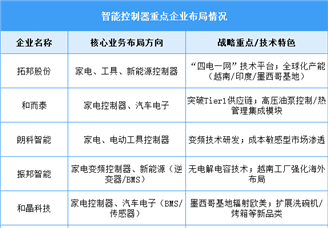 2025年智能控制器市場規(guī)模及企業(yè)布局預(yù)測分析（圖）